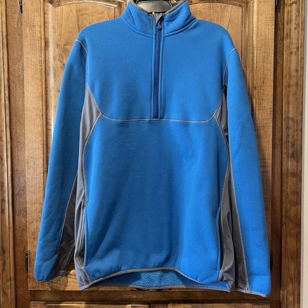 Under Armour Mens Large Loose Quarter Zip Pull Over Fleece Lined Sweatshirt Blue